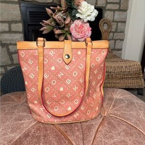 Dooney & Bourke Pink and Tan Shoulder Bag